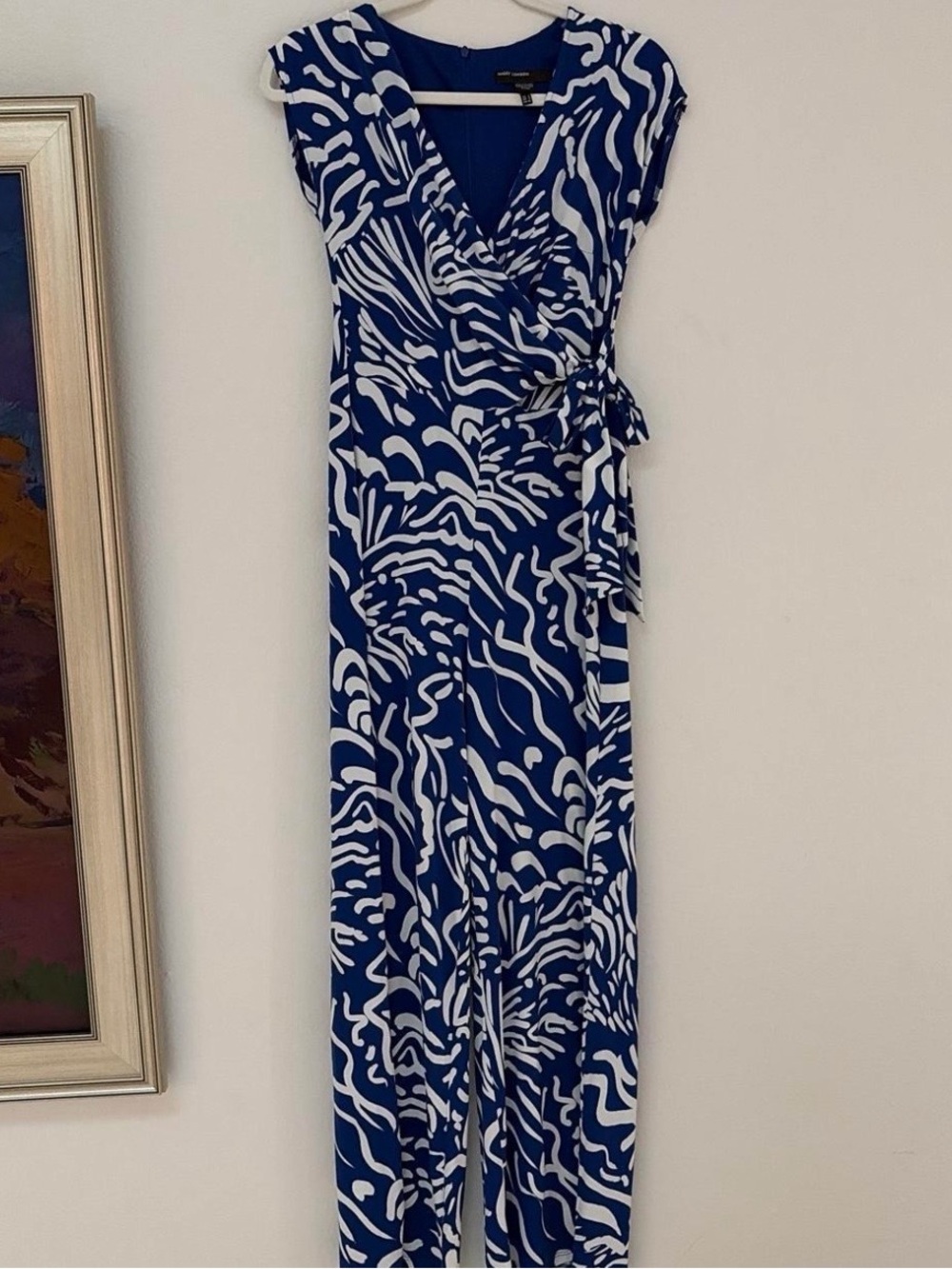 Maggy London Blue and white jumpsuit